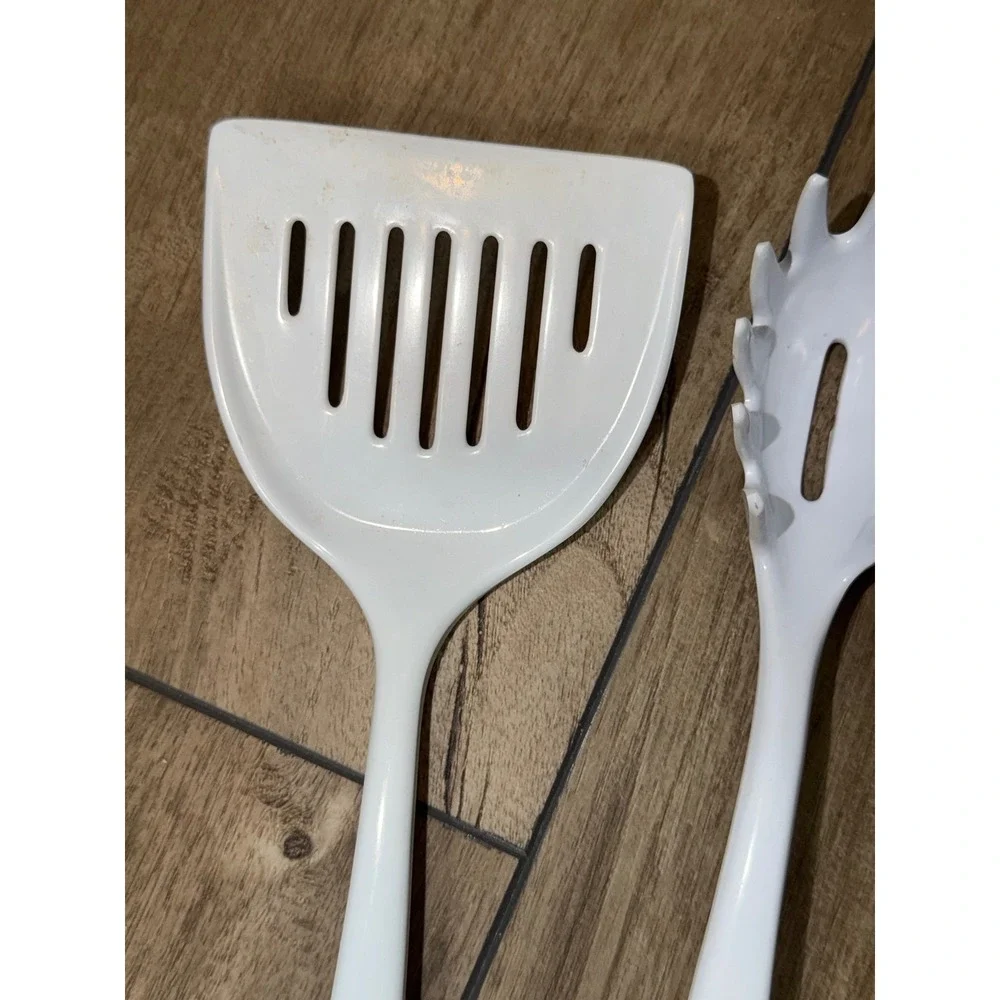 3pc White Melamine Kitchen Utensil Set Spatula Pasta Server Ladle JP-639